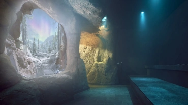 Gauja stoomcabine bij Thermen Bussloo, een verstilde wellnessruimte waarin warmte, materiaal en zintuiglijke beleving samenkomen